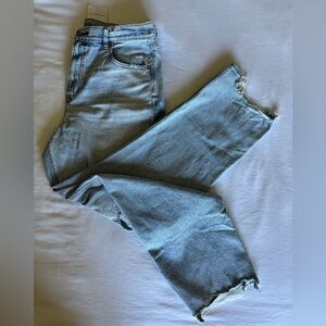 American Eagle Outfitters Light Blue Super High Rise Baggy Straight Leg Jeans